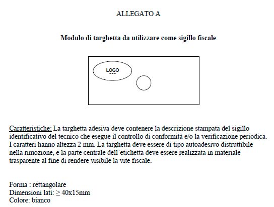sigillo fiscale da utilizzare sulle bilance, misuratori fiscali e registratori di cassa sigillo fiscale da utilizzare sulle bilance, misuratori fiscali e registratori di cassa